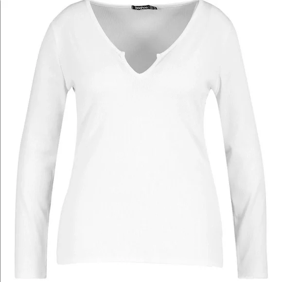 ⭐️Ribbed Notch Neck T-Shirt - Picture 3 of 7